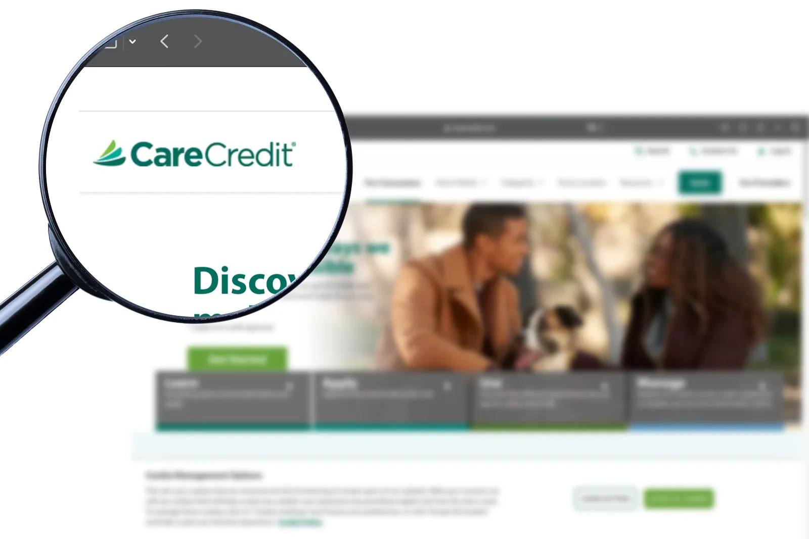 Illustrative Editorial of CARECREDIT.COM website homepage